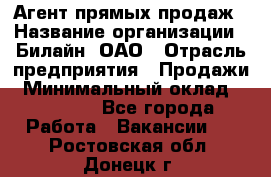 Агент прямых продаж › Название организации ­ Билайн, ОАО › Отрасль предприятия ­ Продажи › Минимальный оклад ­ 15 000 - Все города Работа » Вакансии   . Ростовская обл.,Донецк г.